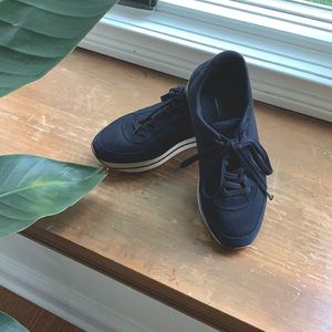 Zara Basic Navy Platform Sneakers